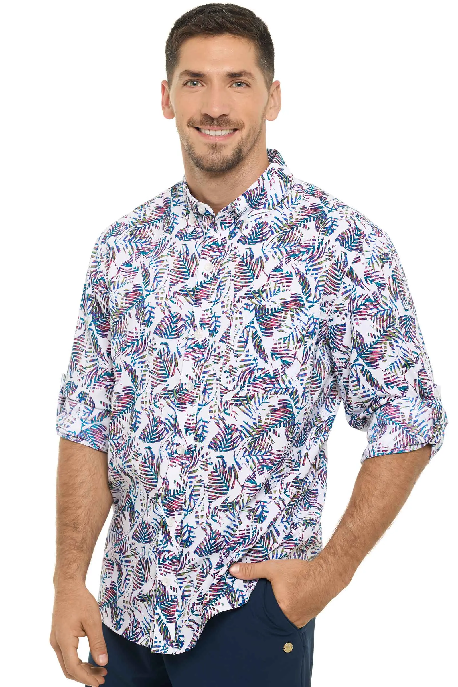 Men's Aricia Sun Shirt  |  Magnolia Pink Beach Leaves