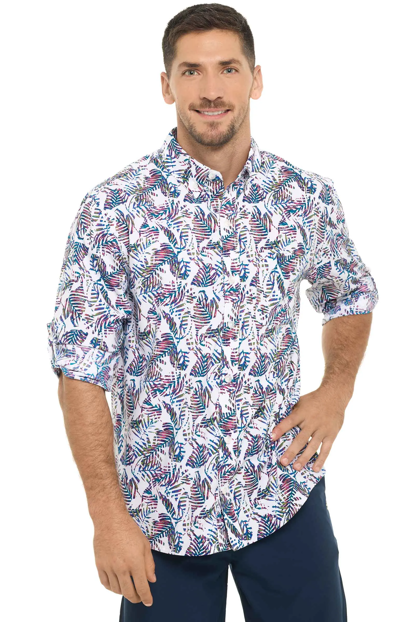 Men's Aricia Sun Shirt  |  Magnolia Pink Beach Leaves