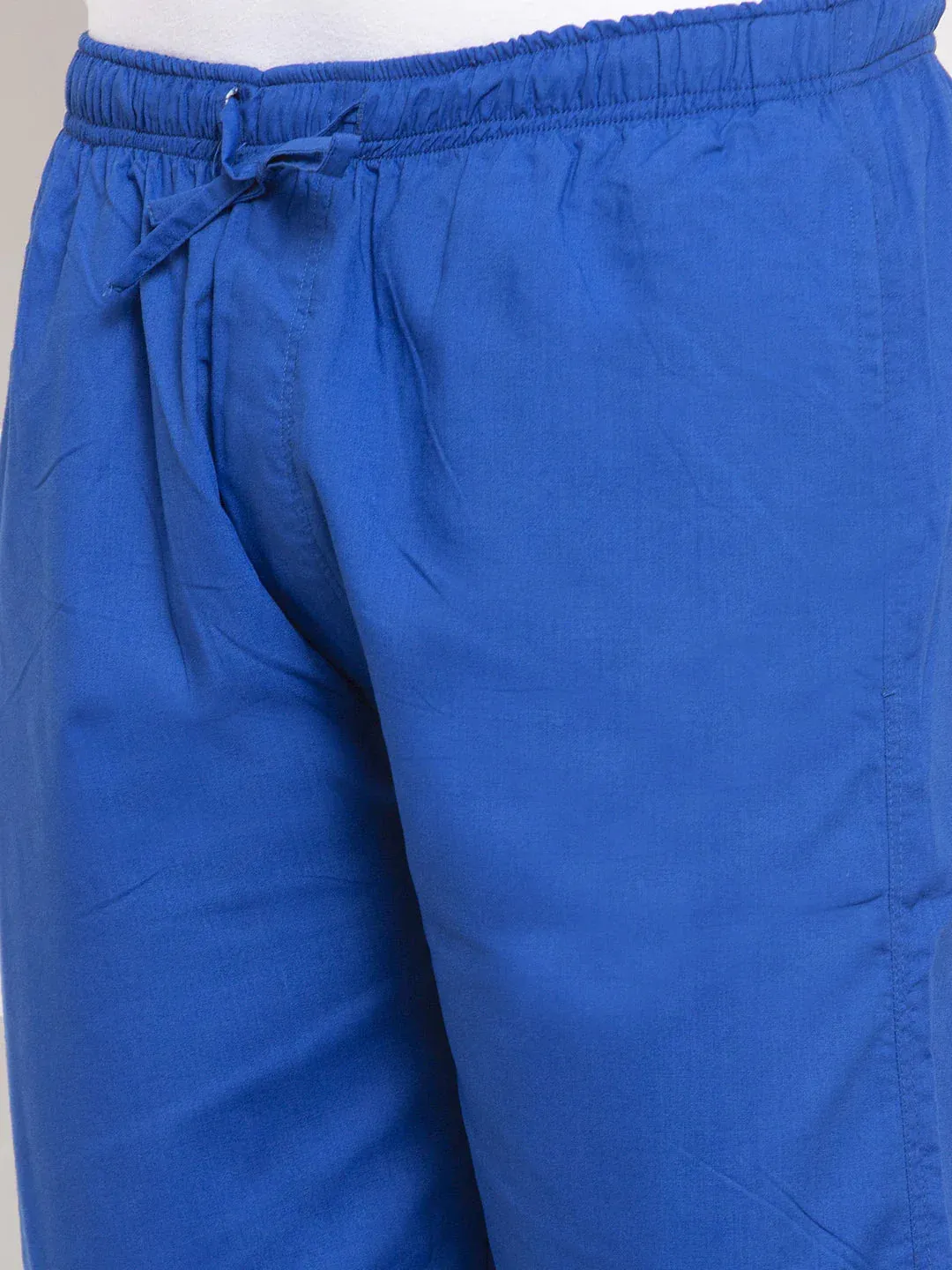 Men'S Blue Solid Cotton Track Pants