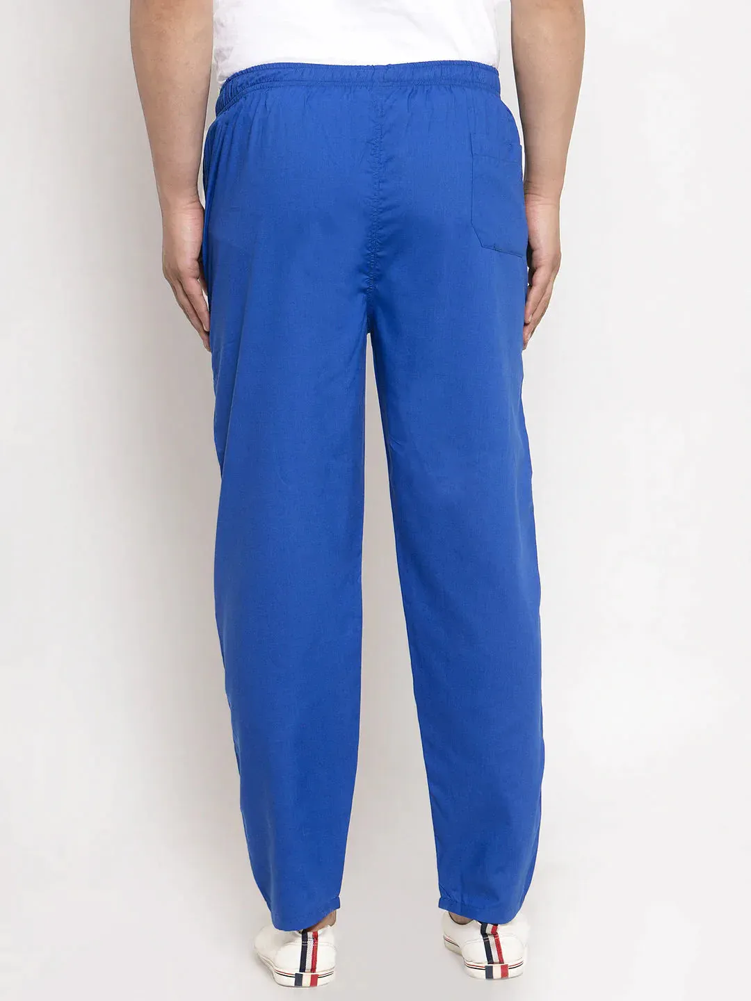 Men'S Blue Solid Cotton Track Pants