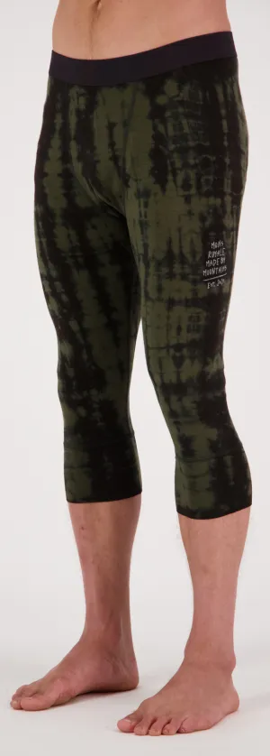 Mons Royale Cascade Flex 200 3/4 Legging Mens Graffiti Olive Tie Dye