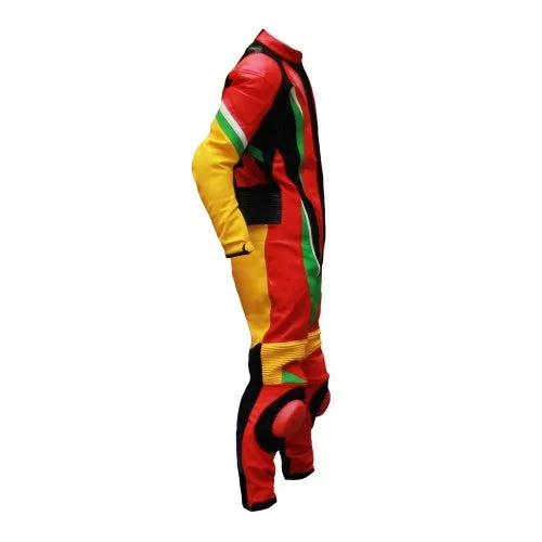 MOTORCYCLE MULTICOLORS LEATHER ONE PIECE RACING SUIT