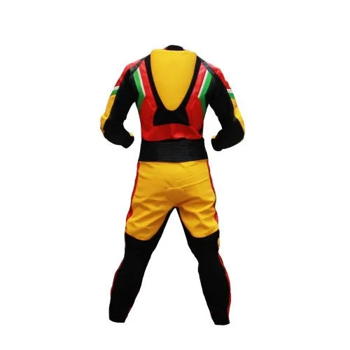 MOTORCYCLE MULTICOLORS LEATHER ONE PIECE RACING SUIT