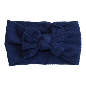 Navy Cable Knit Headband Bow