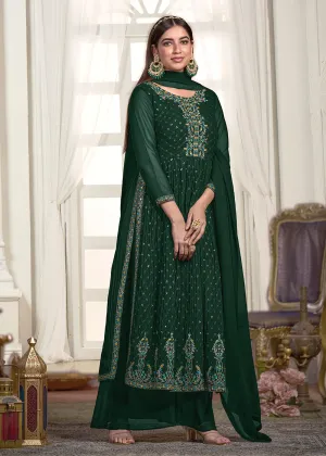 Nyra Cut Style Appealing Green Festive Palazzo Suit