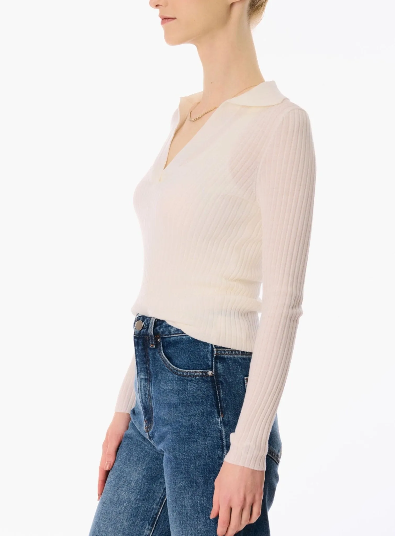 PANDORA V neck wool top (Milk)