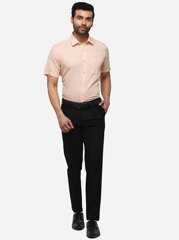 Peach Solid Regular Fit Formal Shirt | JadeBlue