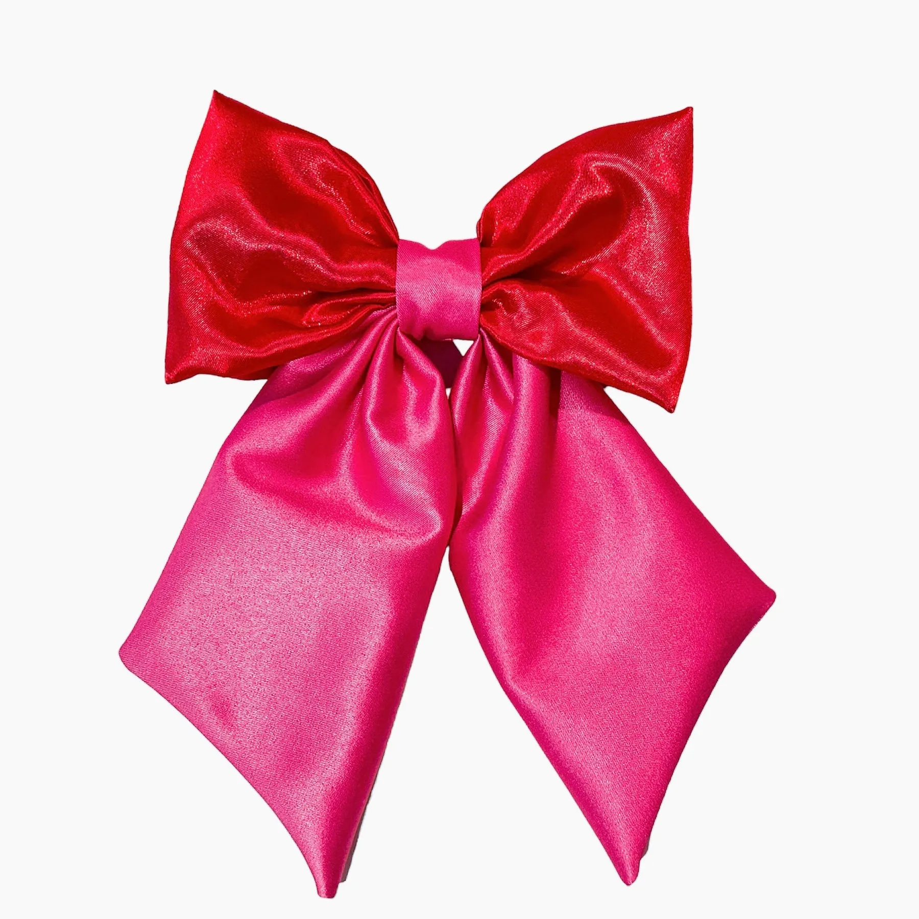 Red and Pink Colorblock Hair Bow