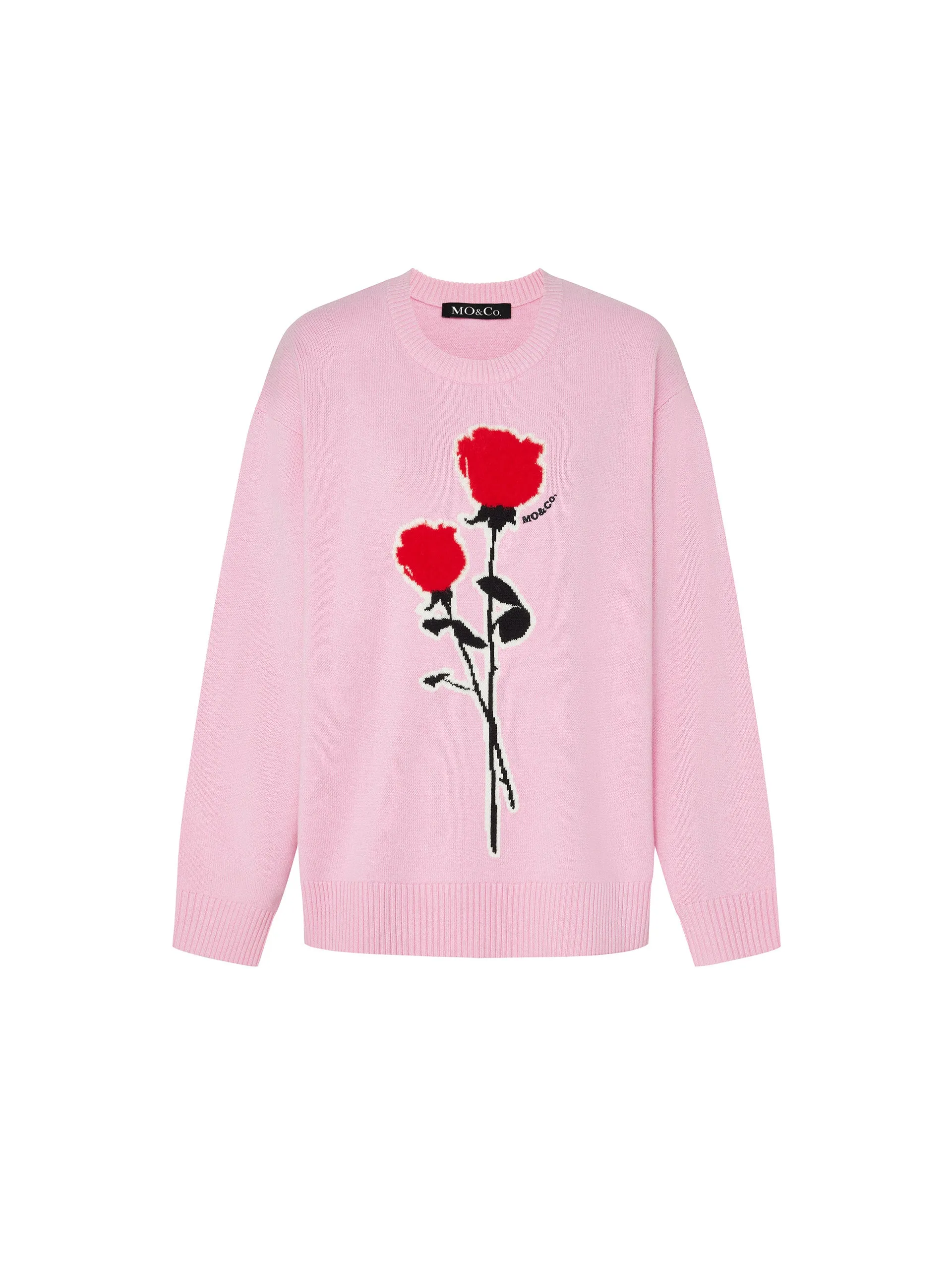 Rose Embroidered Wool Sweater