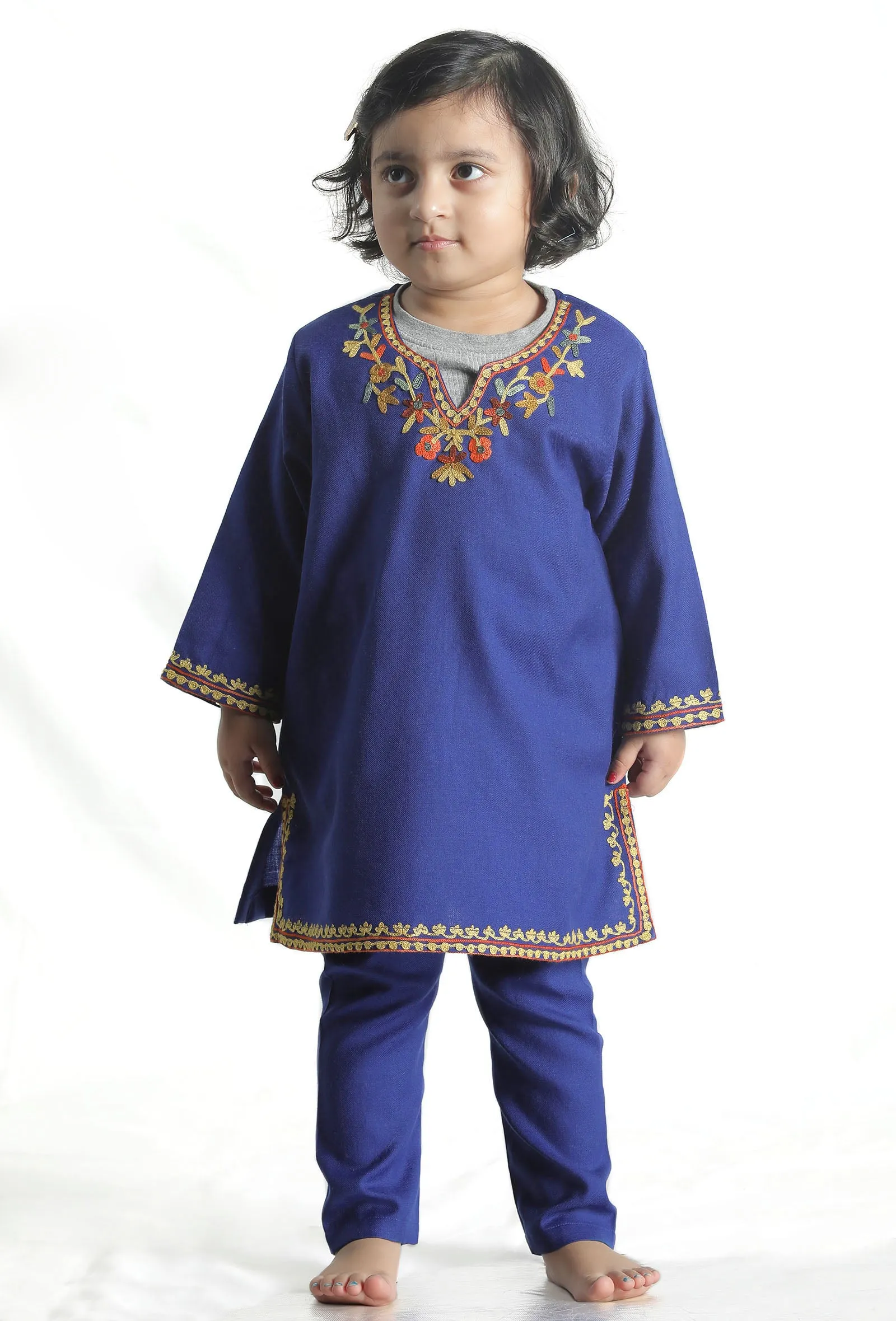 Royal Blue Pure Woollen Phiran set