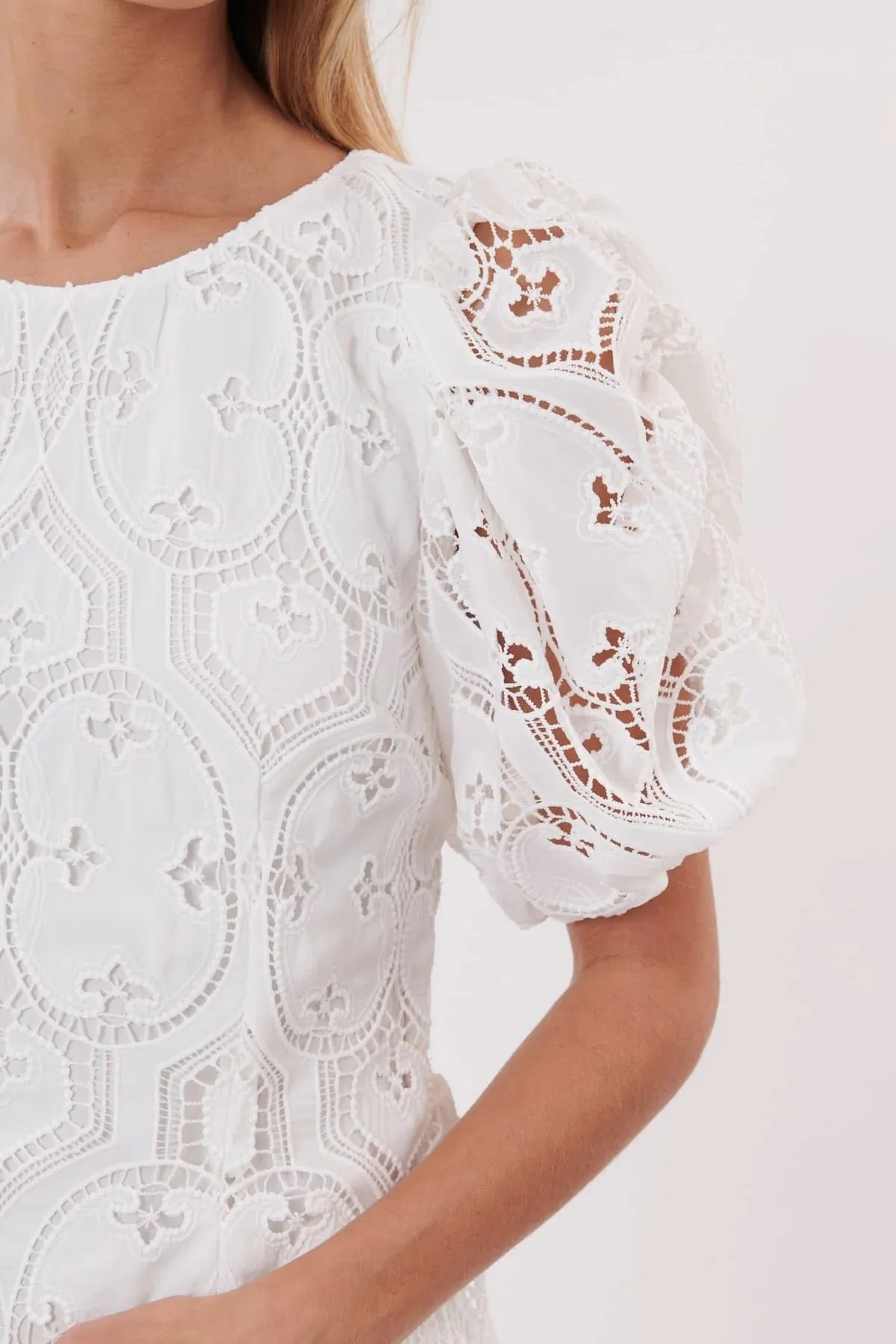 Sacramento Eyelet Dress - White