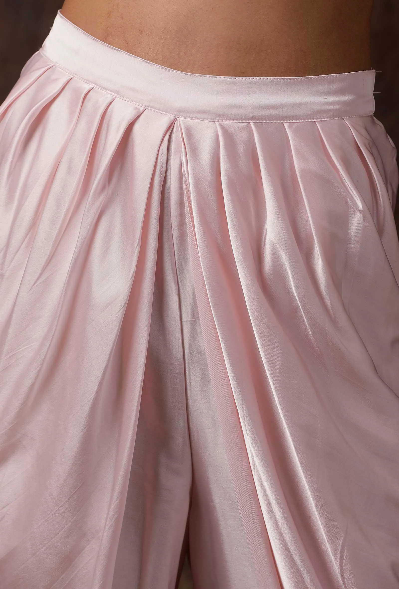 Set of 2 : Baby Pink Satin Slip Blouse and Dhoti