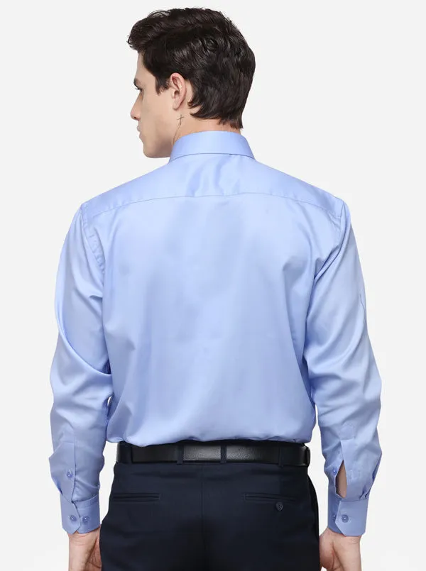 Sky Blue Solid Regular Fit Formal Shirt | JadeBlue