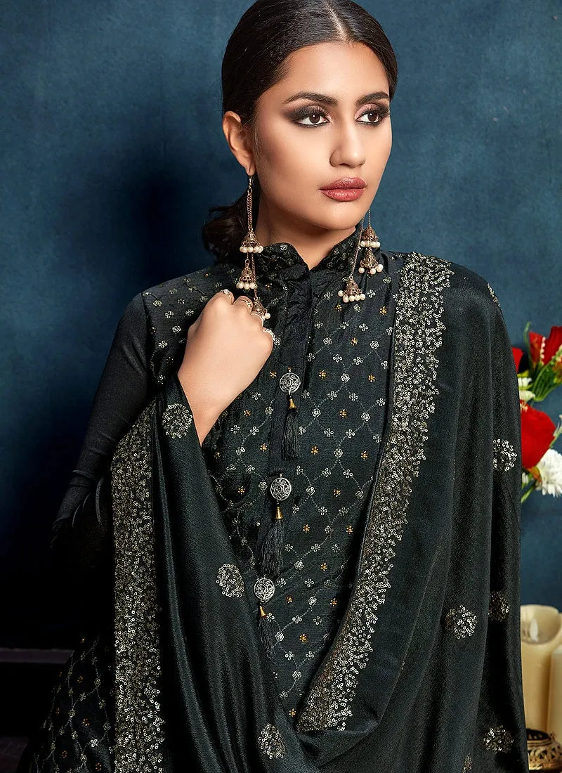 Stunning Grey Chinon Trendy Palazzo Salwar Suit