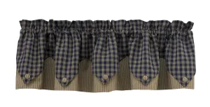 Sturbridge Navy Lined Point Valance Curtains