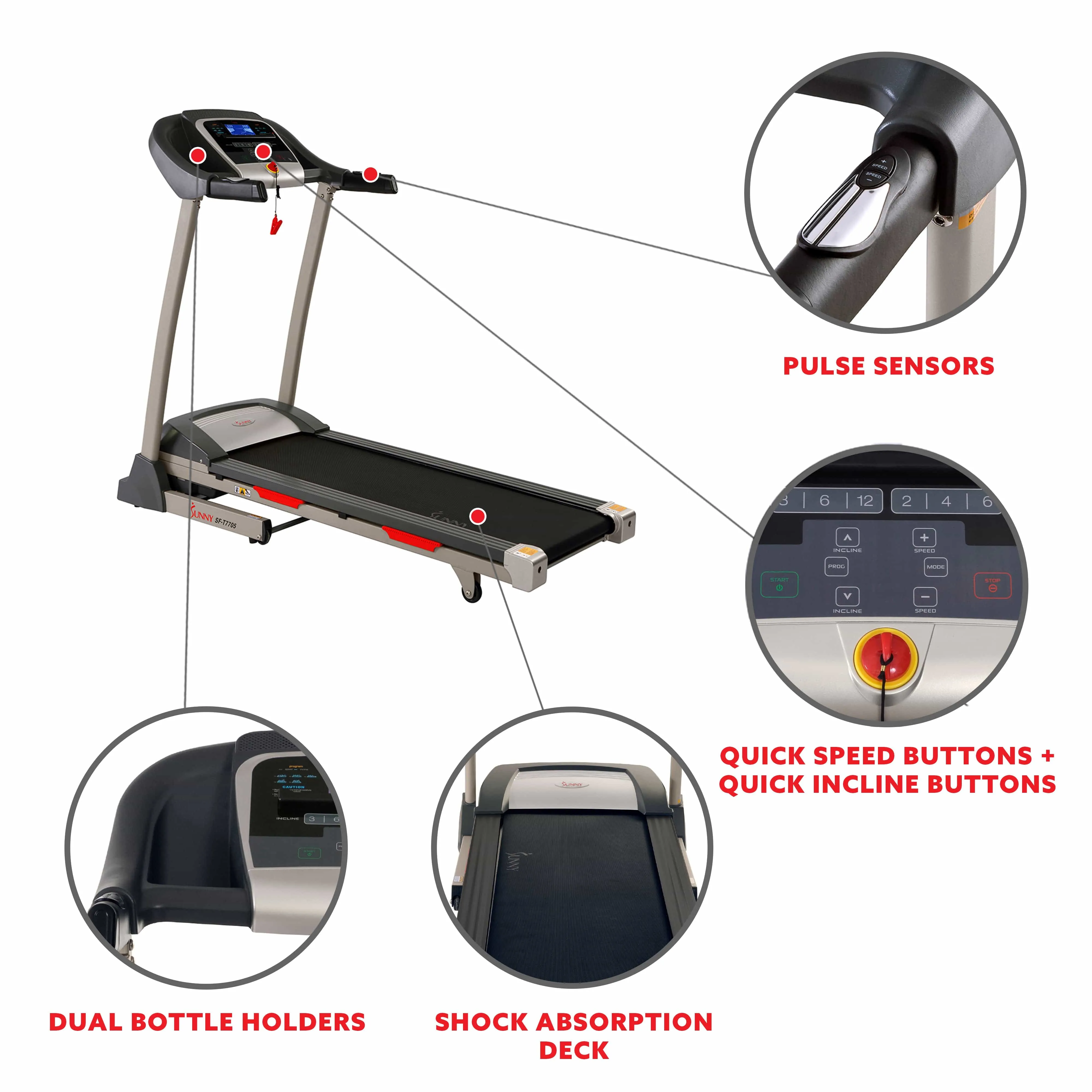 Sunny Health & Fitness Treadmill with Auto Incline - SF-T7705