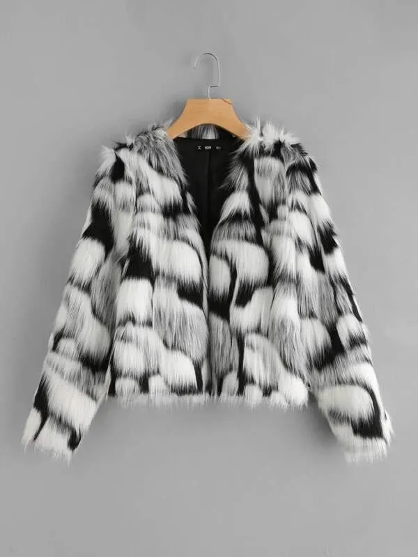 Two Tone Open Front Coat for Women