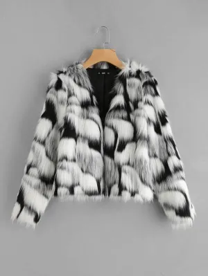 Two Tone Open Front Coat for Women