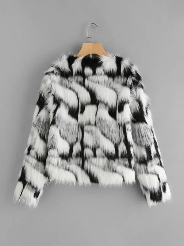 Two Tone Open Front Coat for Women