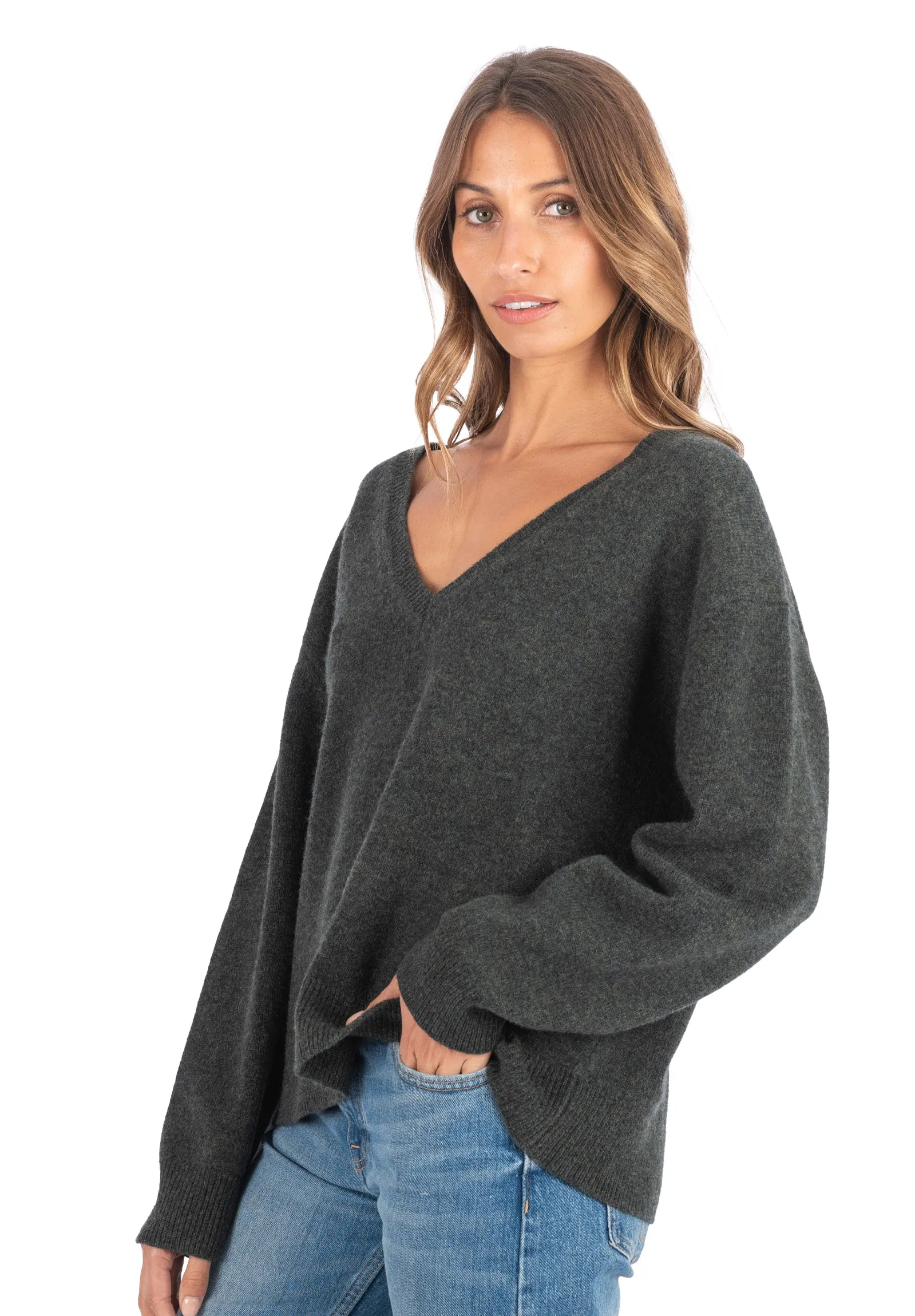 Valentina Green Oversized Merino Wool Sweater