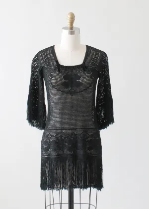 Vintage 1920s Fringed Knit Tunic Sweater