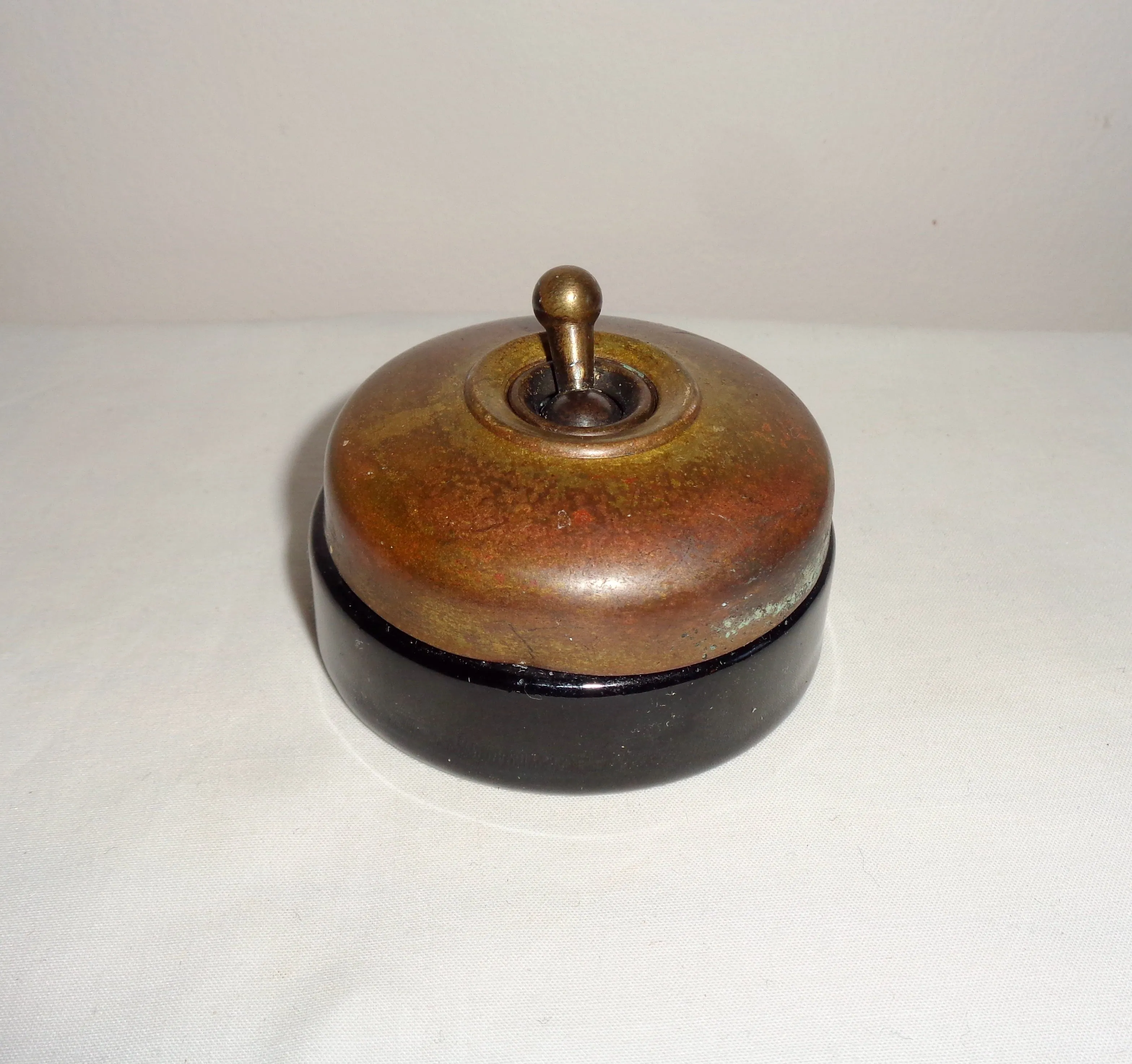 Vintage Crabtree Brass / Brown Ceramic British Toggle Light Switch