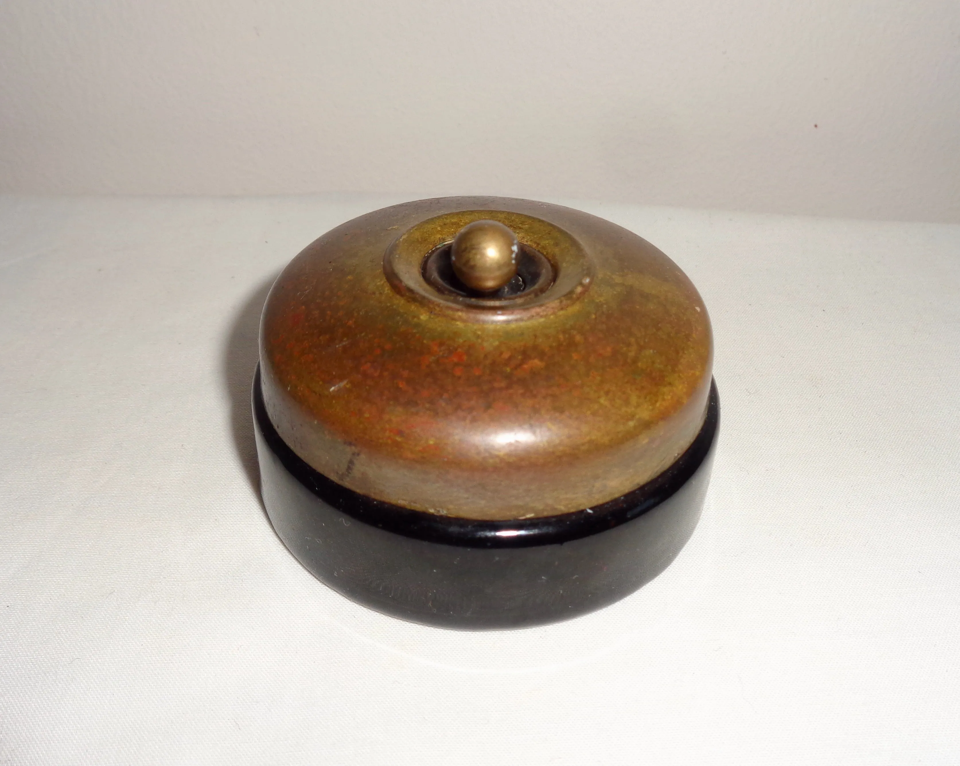 Vintage Crabtree Brass / Brown Ceramic British Toggle Light Switch