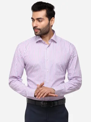 White & Pink Striped Smart Fit Formal Shirt | JadeBlue